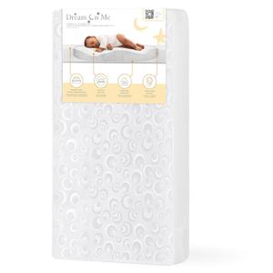 Dream On Me 2-in-1 Breathable Two-Sided 3" Portable Mini Crib Mattress, Greenguard Gold Certified, Vinyl and Breathable Fabric, White