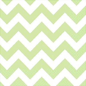 Disposable Chevron Print Beverage Napkins Tableware, 16 Pieces, Made from Paper, Leaf Green, by Amscan