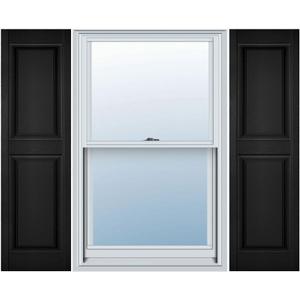Ekena Millwork Lifetime Vinyl LP2S14X03100BL Standard Two Equal Panel Vinyls, Raised Panel Vinyl Shutters, w/Installation Shutter-Lok's & Matching Screws (Per Pair), 14.75"W x 31"H, Black (002 - Black)