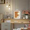 Hasipu Vanity Mirror with Lights, 10" x 12" LED Makeup Mirror, 3 Modes Light, Smart Touch Control Dimmable, 360Rotation, Rectangle White Frame