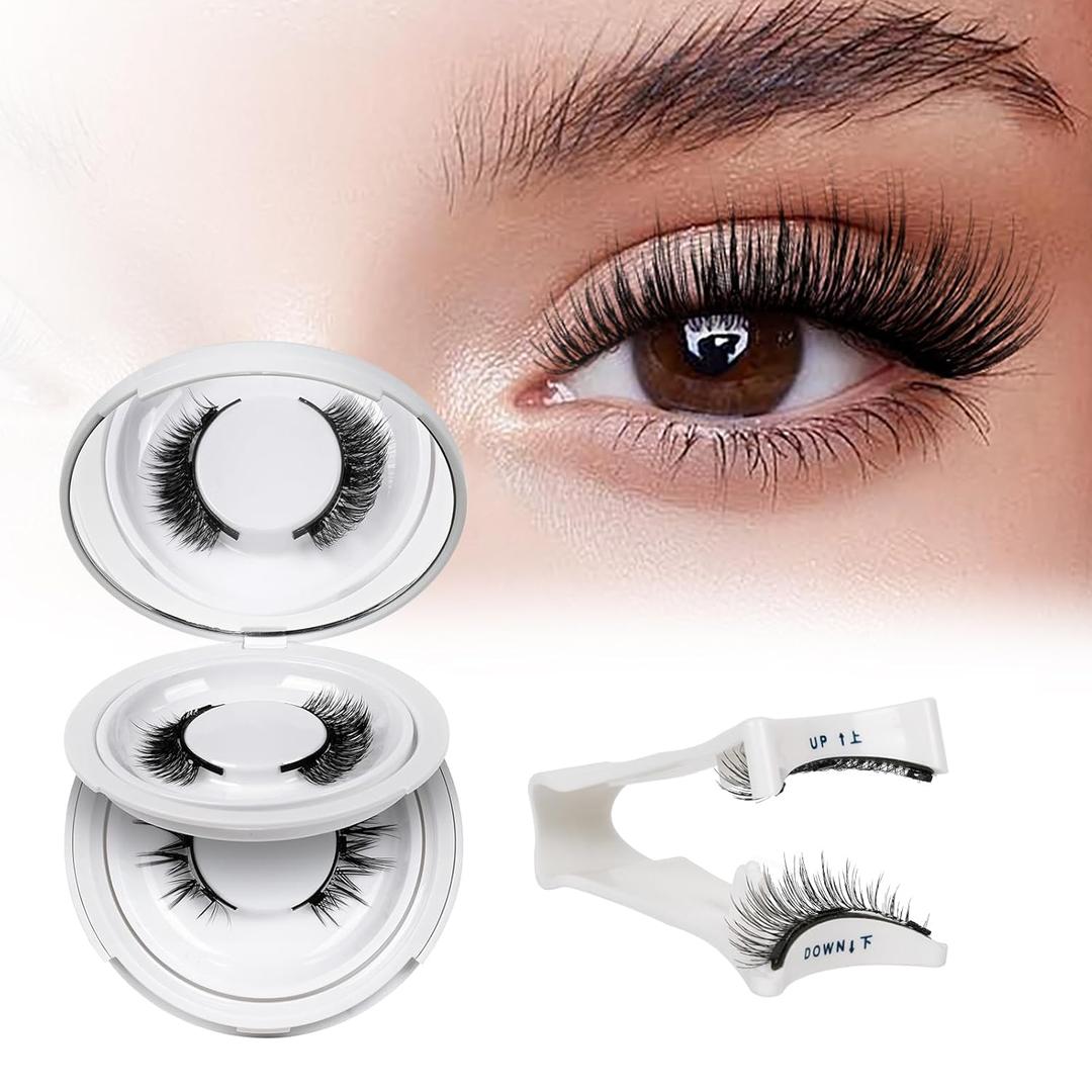 QUEWEL Magnetic Eyelashes 2 Pair Reusable Magnetic Eyelashes with Applicator No Glue Needed Eyelashes Cat Eye Natural Look Lash Clusters Kit Easy to Wear and Remove(A08)