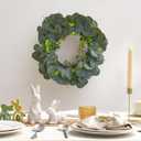 Eucalyptus Wreath for Front Door, Artificial Greenery Wreath with Realistic Leaves for Spring Easter Home Decor, Farmhouse Nordic Round Wreaths with Jute Hanger for Wall, Outdoor (11Lx11Wx2.56H)