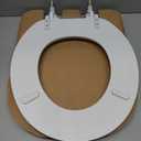 Mayfair Padded Toilet Seat, Cushioned Soft Vinyl over Wood Core Seat, Secure Hinges, Easy Clean, Made in USA, Round, White