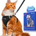 Halypet Cat Harness and Leash Set [ MAX Safety Third Generation ] Escape Proof Soft Adjustable Cat Leash Breathable Comfortable Vest Easy to Wear Kitten Harness for Outdoor Walking Black (Medium (13-18lb)