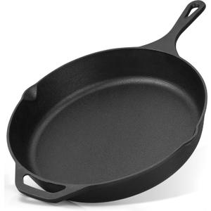 Zulay Kitchen Pre-Seasoned Cast Iron Skillet  12.5 Inch Heavy Duty Frying Pan for Indoor & Outdoor Cooking  Oven, Stovetop, Induction, Grill & Campfire Safe