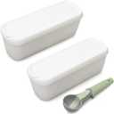 Katai  Ice Cream Container Tub 1.5 Qt (2 Pack)  Reusable Freezer Containers with Lids for Homemade Ice Cream, Gelato & Frozen Yogurt  White