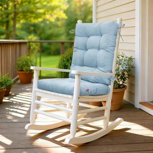 Rocking Chair Cushion Indoor 19x18 inch, Water Resistant Tufted Pads for Rocking Chairs, Non-Slip Chair Cushions for Outdoor Furniture, Frost Blue, 28x19/19x18