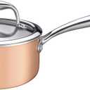 1-Quart Saucepan with Lid, Tri-Ply Stainless Steel Pot with Stay-Cool Handle & All Cooktop Compatibility (Gas, Ceramic, Electric) - Copper