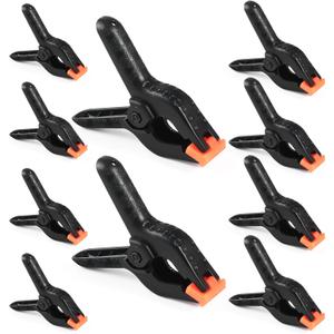 RELBRO Spring Clamps, Assorted Sizes Plastic Clips for Woodworking Balloon Arch Backdrop Craft Projects, Heavy Duty, 6 Inch, 4.5 Inch, 3.5 Inch, Black, 10 Pcs