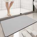 Diatomaceous Earth Bath mat Bathroom Rugs Super Absorbent Quick Dry Non Slip Bath Mat Thin Bathroom Floor Mats Fit Under Door-Shower Rug for in Front of Bathtub Shower, Grey,23.6"*59", 1'11" x 4'11"