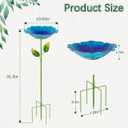 2 Pack Bird Baths for Outdoors, Colorful Metal Bird Bath for Outside, Hummingbird Bath with Five Stakes, Garden Flower Small Birdbath for Garden Decor, 31.3" H x 10.63" Dia (Blue,Yellow)