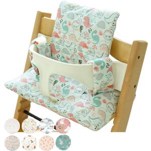 Gembebe Waterproof & Compatible Stokke Tripp Trapp Cushion Set - Easy to Clean - Made Fabric from Korea - 100% Cotton Stokke Tripp Trapp High Chair Cushion Set (Dino Friends)