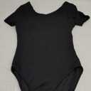 Jolefille Tummy Control Swimsuits for Women Ribbed One Piece Bathing Suit Full Coverage Retro Short Sleeve Black Swim Suit (Small)