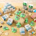 Wettarn 25 Sets Soccer Gifts Positive Stress Balls with Support Boxes for Soccer Team Party Favors Basket Fillers Turtle Desk Decor Sport Stocking Stuffers