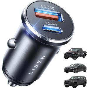 LISEN 54W Mini Cigarette Lighter Adapter Car Charger USB C Fast Charging, 12V Cigarette Lighter USB Car Charger Fast Charging Adapter, for iPhone 17 Pro Max 16 15 14 13 12 Plus Mini, Samsung S25 S24