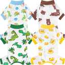 XPUDAC 4 Pack Dog Pajamas for Small Dogs, Puppy Clothes for Boy Girl Strechy Soft Pet Jumpsuit, Cat Onesie (Medium)