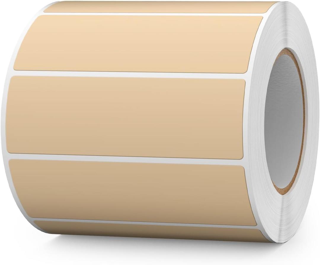 1000 PCS Vinyl Stickers Khaki 3x1 Inch Square File Labels Roll Removable Self-Adhesive Color Coding Rectangle Sticker for School Classroom Inventory Marking