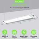 ALUSSO LED Shop Lights 4FT with Reflector, 5000LM Super Bright, Adjustable 3000K-5000K Color Temperature, 120V, Warm to Cool Daylight Linkable Shop Lights for Workshop/Basement, 4 Pack