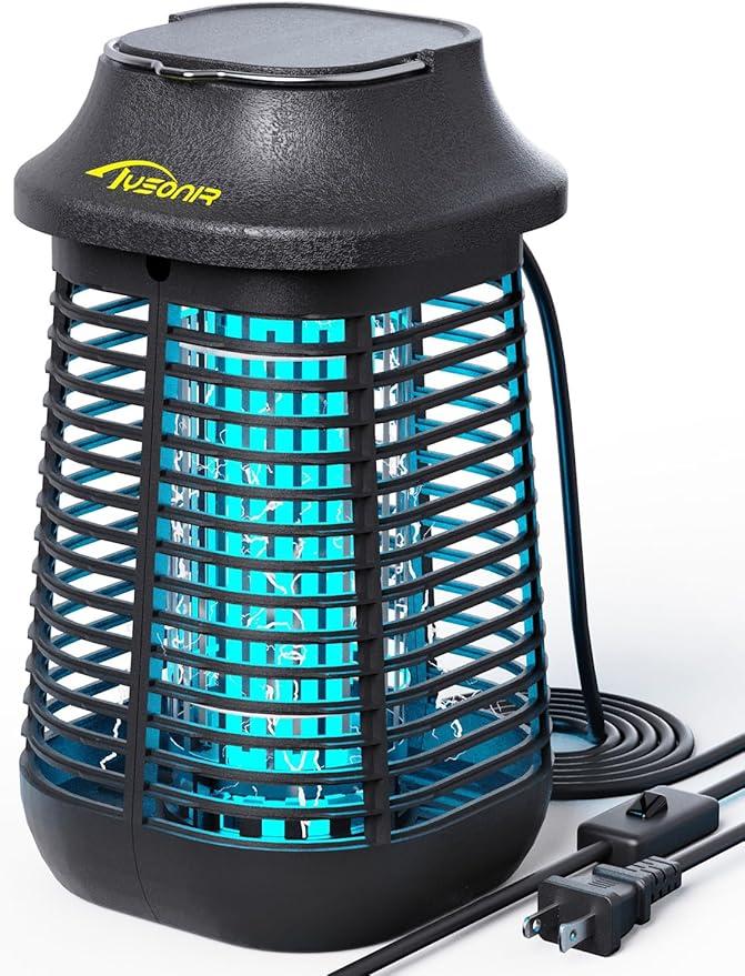 Bug Zapper 4200V for Outdoor and Indoor, 9.84 Ft Power Cord with Switch, Waterproof Electric Mosquito Zappers(3rd Generation), Mosquito lamp, Electronic Bug Zapper Light Bulb, Black