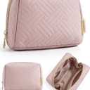 BAGSMART Small Makeup Bag, Travel Cosmetic Bag Make Up Pouch Small Travel Essentials for Women Dorm Room Essentials Pouch,Water-resistant Toiletry Bag,Makeup Organizer Bag,Pink