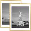 ENJOYBASICS 18x24 Picture Frame, Display Poster 16x20 with Mat or 18 x 24 Without Mat, Wall Gallery Photo Frames, Gold, 2 Pack