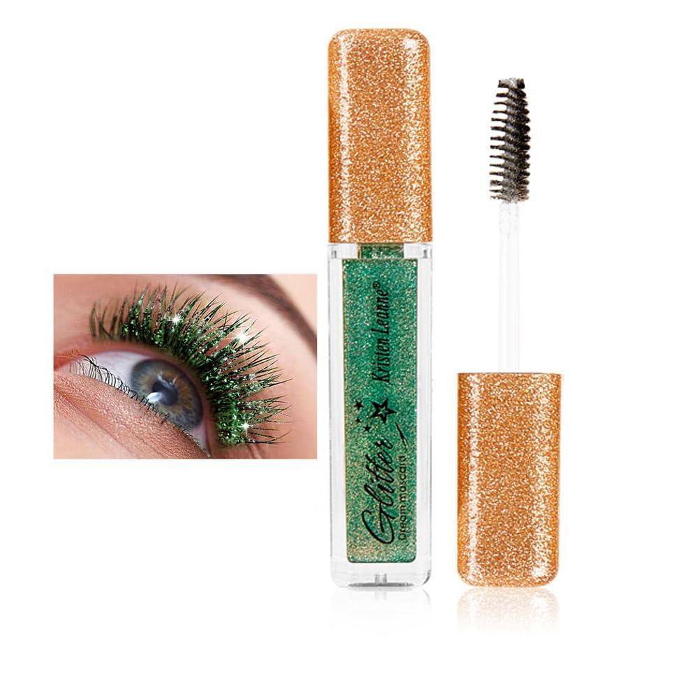 Glitter Diamond Mascara - Shimmering Colorful Sparkle Lashes, Metallic Pearlescent Glitter, Smudge-Proof & Waterproof for Party/Rave/Festival Makeup (Green)
