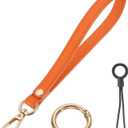 Wristlet Strap Keychain Wristlet Lanyard Hand Strap Replacement with Ring Lanyard (Orange/Gold)