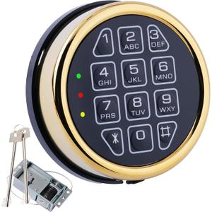 Gun Safe Lock Replacement Solenoid Lock with 2 Override Keys, Upgrade Golden Digital Keypad DIY Safe Electronic for Fireproof Safe Box