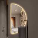47in Half Moon LED Mirror,Half Moon Mirrors for Wall,3-Color Dimmable Bathroom Smart Vanity Mirror,Frameless Backlit Anti-Fog (Right Semicircle, 24 * 47in/60 * 120cm)