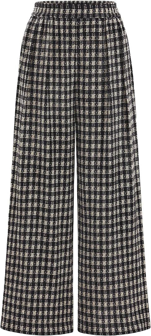 PRETTYGARDEN Casual Women's Pants 2026 Elastic Waist Palazzo Long Pajama Wide Leg Trousers Knit Fall Outfits with Pockets (XL)