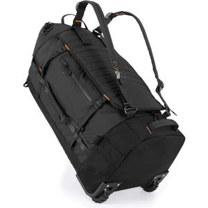 86L Collapsible Wheeled Luggage With Removable Backpack Straps,Waterproof Rolling Duffle Bag with Quilted Base (Black)