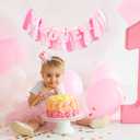 Pink Bowknot High chair Banner - Bow One Birthday Banner, Pink White Bow Party Supplies, Girl First Birthday Decor, Coquette Themed Bow Tie Party Decoration
