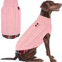 KYEESE Dog Sweater Comfy Pet Coat for Fall Winter Cold Weather Warm Turtleneck Large Dogs Sweater with Gingham Patchwork Soft Pullover Dog Sweaters for Large Dogs (3XL60-80lbs, 5# Pink)