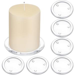 Patelai 12 Pieces Clear Glass Pillar Candle Holder Plates 4 Inch Round Glass Candle Plate Small Flat Tray for Dining Table Centerpiece Wedding Spa Home Party Decoration