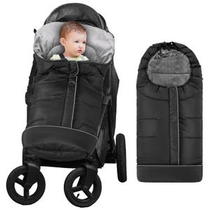 Yoofoss Winter Stroller Cover - Universal Toddler Footmuff, Water Resistant Coral Baby Stroller Bunting Sleeping Bag (41"L x 18"W, Dark Black)