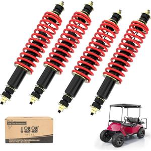 10L0L Golf Cart Front/Rear Absorber Shocks, Upgrade Coil Overload Heavy Duty Shock Absorber for EZGO TXT Medalist 1994-UP Gas or Electric, OEM#70928-G01 70630-G01 76418-G01(Red & Blue)