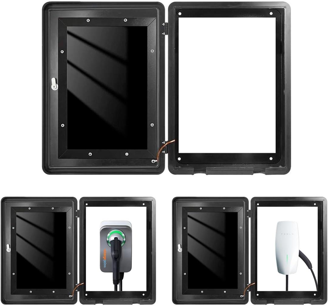EV Charger Outdoor Enclosure, Charger Station Box for Tesla Wall Connector, Indoor/Outdoor Cover,IP65 Waterproof,L19.6 xW9.8 xH27.5, Dark Gary