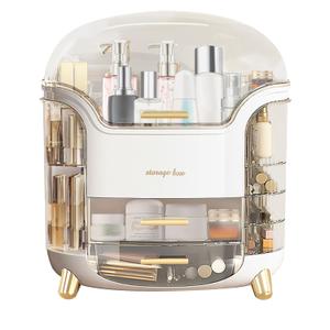 Makeup & Skincare Organizer Box for Countertop with Lid & Drawers, White
