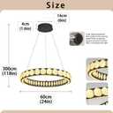 24in Black Crystal Ring Chandelier Dimmable LED Ring Hanging Light
