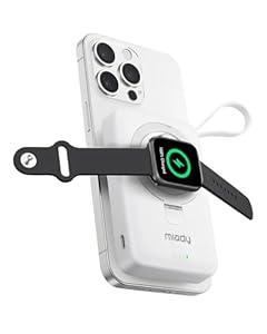 Magnetic Power Bank with iwatch Charger, 10000mAh Magnetic Portable Charger for iPhone 17/ 16/ 15/ 14/ 13/ 12, Max 15W Wireless Power Bank Built-in USB C Cables, 35W USB C Fast Charging Battery Pack