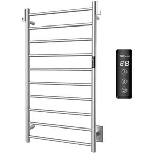 P&Bhusri Brushed Heated Towel Rack, 21.65" L x 39.4" H 10-bar Fast Dry Towel Warmer with Smart Timer and Thermo Control, Wall-Mounted/Hard-Wired Installation, Stainless Steel