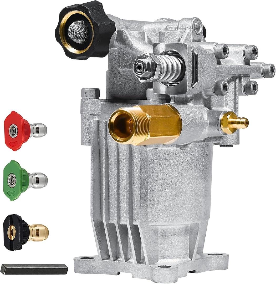 TOOLCY 3/4" Shaft Horizontal Pressure Washer Pump, 2600-3300 PSI @ 2.5 GPM - Power Washer Pump for Gas Washer - Compatible with Honda, Simpson, Ryobi and More