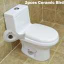 2 Pcs Ceramic Bird Toilet Floor Bolt Caps, Animal Toilet Bolt Covers Decorative, Decorative Bathroom Toilet Bolt, Toilet Bolt Cover for Bottom Easy Installation (Bird-White-B)