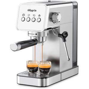 Espresso Machine,20 Bar Semi-Automatic Espresso Maker with Milk Frother,Compact Stainless Steel Coffee Machine with 40oz Removable Water Tank for Cappuccino,Latte, Americano,Sliver for Home
