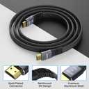 Flat HDMI Cable 25 Feet, 4K HDMI High Speed Braided Cord, Pure Copper, Supports 4K@60Hz 2160p 1080p HDR HDCP 2.2 ARC Full 3D (with 25 Ties and 2 HDMI Adapters)- 25FT
