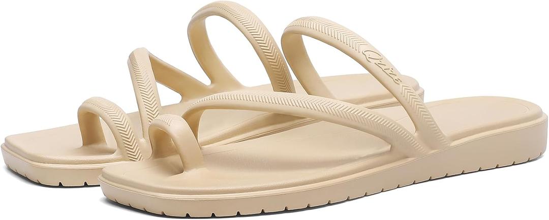 Flip Flops for Women Arch Support Comfortable Thong Sandals with Square Toe & Lightweight Cushion Beach Slides, Size 6.5