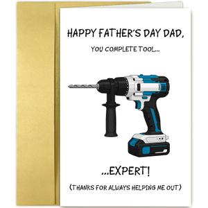 3 x Goroar Funny Tool Expert Father's Day Card for Dad, Hilarious Fathers Day Card for Handyman, Thanks for Always Helping Me