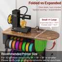 Anrigeail 3D Printer Stand with Foldable Desktop & Fabric Drawer – Compact Rolling 3-Tier 3D Printer Table with Power Outlet & X-Bracket Stability for Small Spaces, Home, Workshop,Brown, 35.4" x 29.7" x 26" H