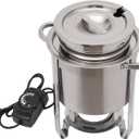 CNCEST Chafing Dish Buffet Set, 4.23 QT Stainless Steel Round Soup Warmer with Electric Heating Plate, Large Soup Chafer with Pot Lid and Frame for Catering Parties Events Banquets (4L)