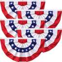 5PCS 2x4 Ft 4th of July Decorations - Patriotic Bunting Flags Outdoor, Red White and Blue Pleated Fan Flags for Memorial Day, Independence Day & 250th Anniversary Parade Decor